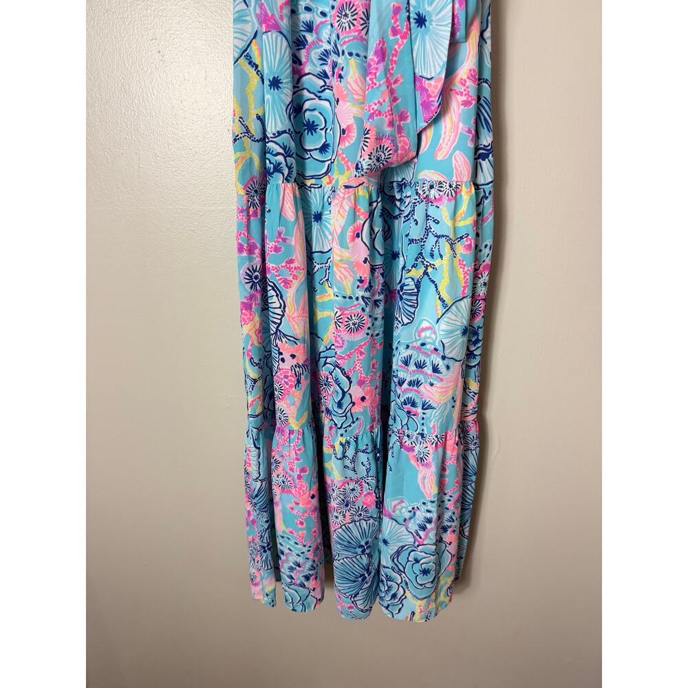 Lilly Pulitzer Blue Maxi Dress Beach Vacation Tropical Nautical - Picture 10 of 16